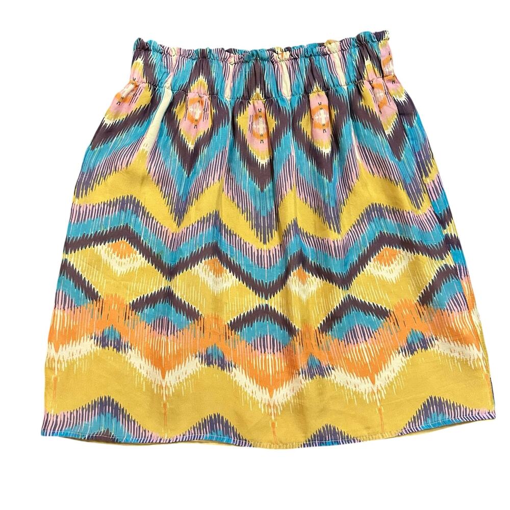 Charlie Jade Womens silk skirt, southwestern/aztec, multicolor, Size M